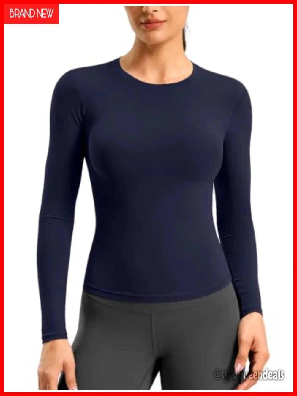 Lightweight Long Sleeve Workout Top Tight Fit Crewneck Athletic Shirt